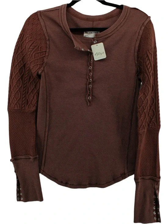 We The Free Twisted Cable Cuff Henley - Caramel Cafe - Picture 4 of 15